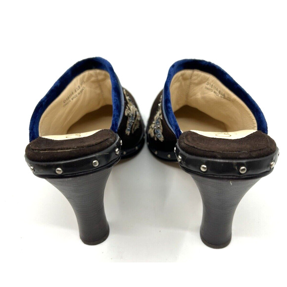 Cole Haan Women's Suede Embroidered Clogs Size 8B Brown Floral Boho Festival - Picture 5 of 8